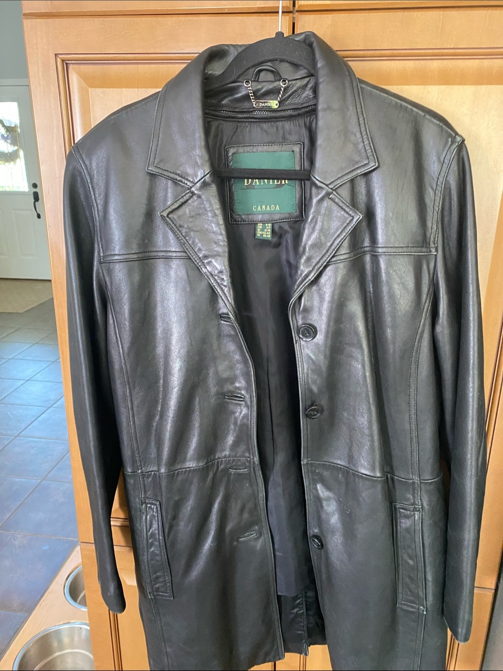 Danier Black Leather Trench Coat